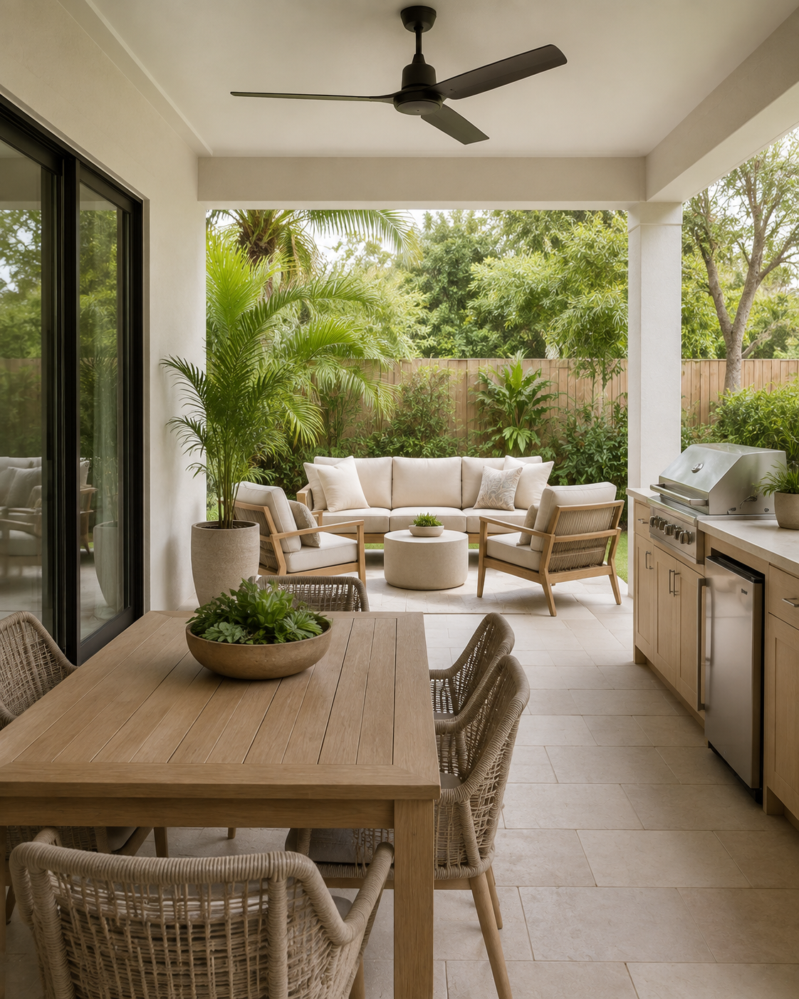 Covered outdoor living renovation by Torcano Services in Tampa Bay